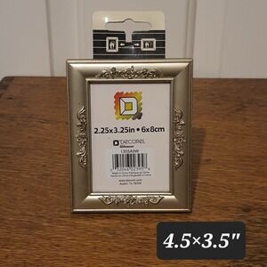 Decorel Ornate Metal Picture Frame 2.25x3.25" Roses Silver Gold Vintage Style